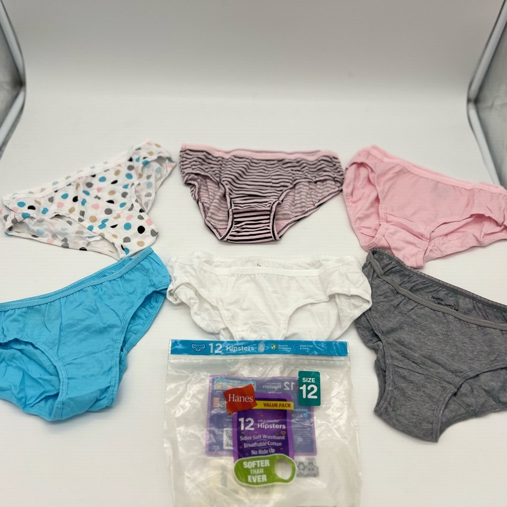 Hanes Girls HIPSTERS, Size 12 Multicolor 6 Pack